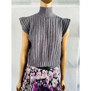 Women's  Vigoss Cap Sleeve Knit Look Turtleneck Cropped Sweater Size Small